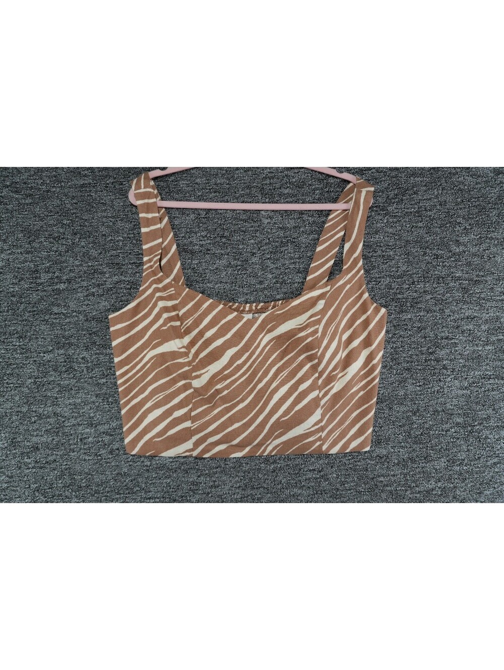 A New Day Women's Brown White Striped Square Neck Knit Cami Tank XXL
